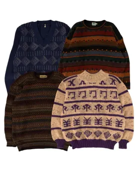 Vintage Patterned Knitted Jumpers Bundle (20 pcs)