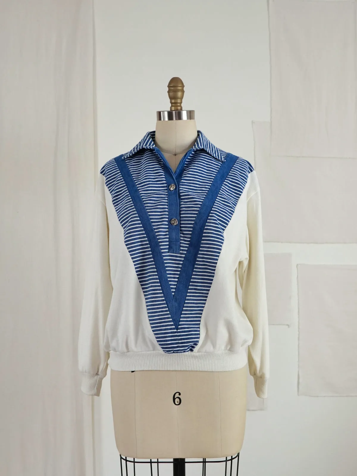 Vintage Stripe Chevron Henley Top