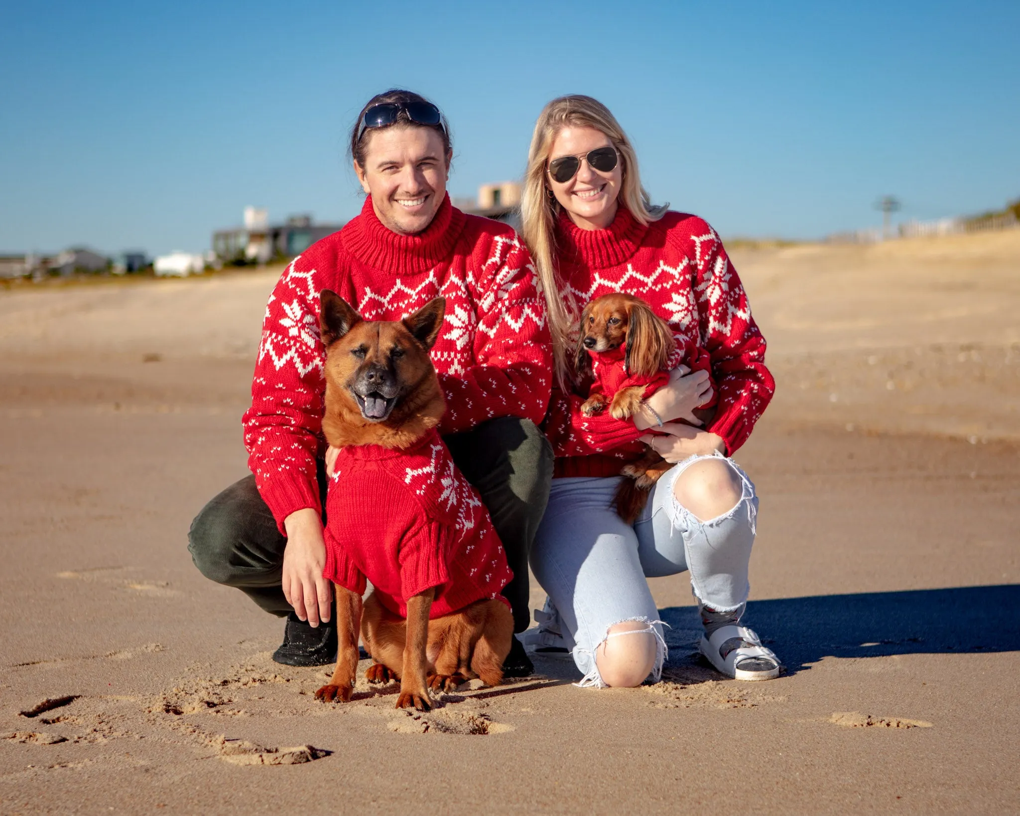 Warm-All-Winter Happy Hand Knit Human Snowflake Sweater in Red (FINAL SALE)