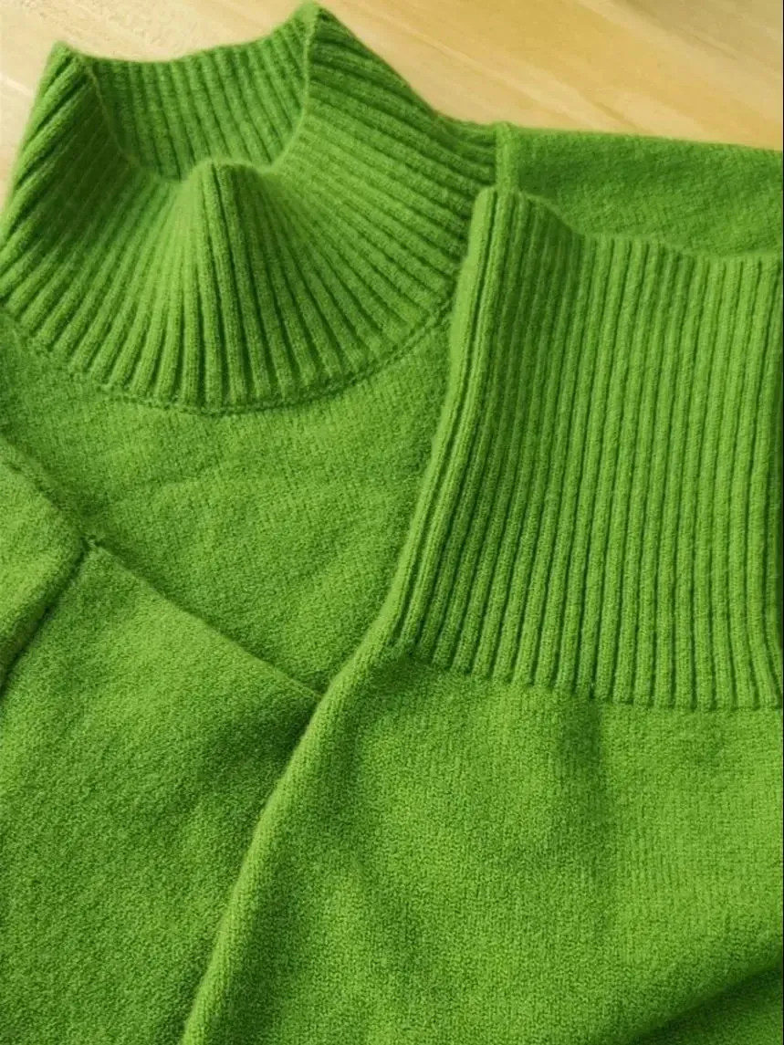 Wenkouban-Christmas Thanksgiving outfits_Thick Warm Oversized Casual Autumn Winter Knitted Green Christmas Sweater