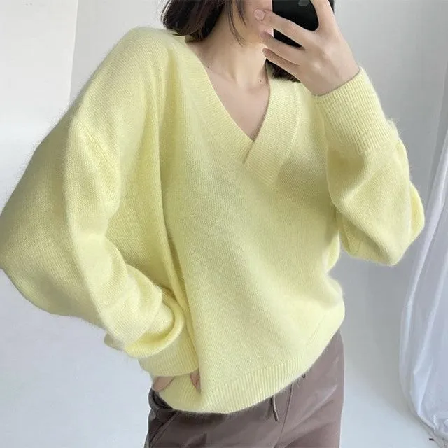 Women Soft Casual Loose Sweater Pullovers Tops